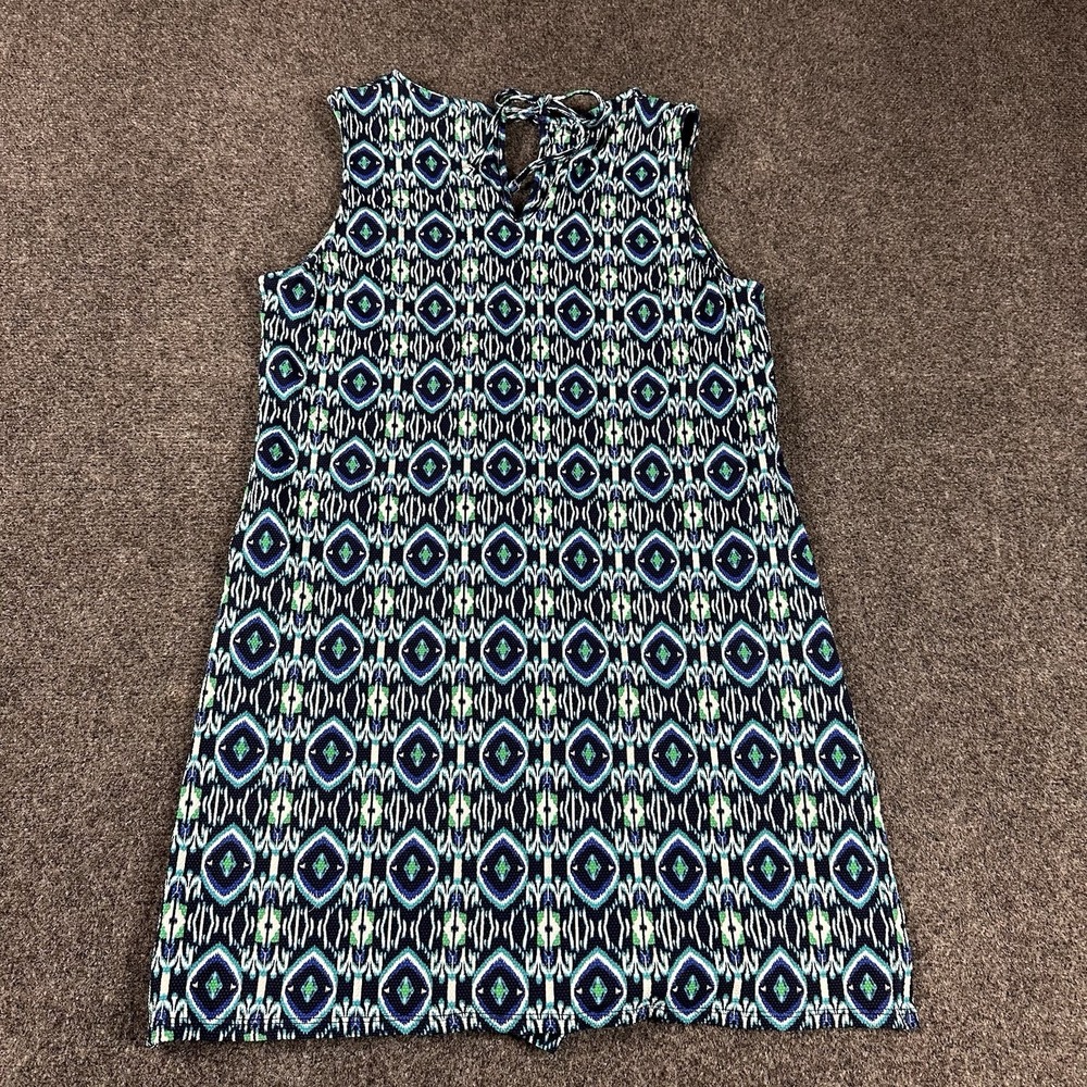 Tommy Bahama Ikat Beach Split-Neck Romper Dress  W/under Shorts Blue Sz Medium - Picture 8 of 11